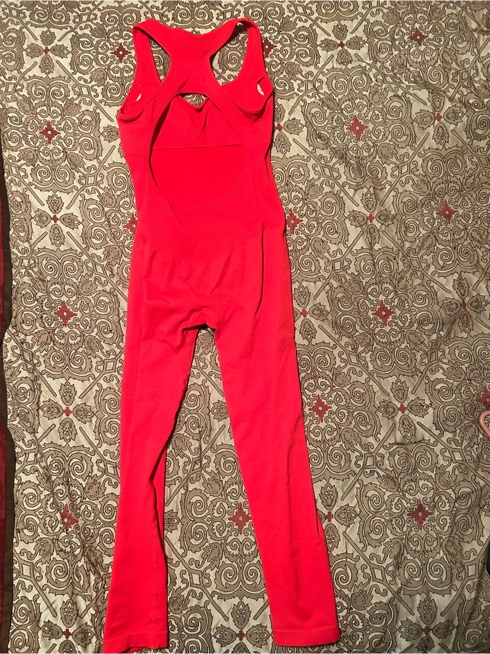 Women Red Sleeveless Jumpsuit Romper Large - Picture 3 of 4